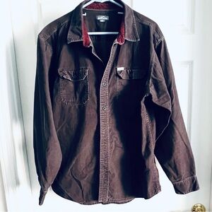 Eddie Bauer Sz XL/TG/EG Cotton 100% Men’s Shirt Long Sleeve Brown